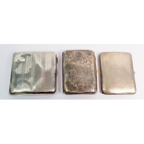 295 - Three various silver cigarette cases, 216g