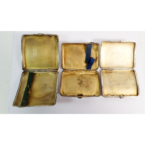 295 - Three various silver cigarette cases, 216g