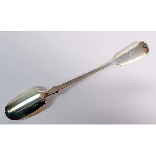 326 - A Victorian silver fiddle pattern stilton scoop, 24.5cm long, London 1873, H J Lias & Son, 110g