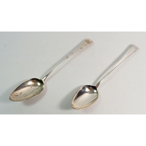 327 - A pair of Georgian silver basting spoons, London 1807, Stephen Adams II, 29cm long, 200g