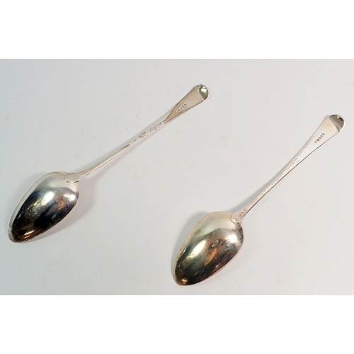 327 - A pair of Georgian silver basting spoons, London 1807, Stephen Adams II, 29cm long, 200g