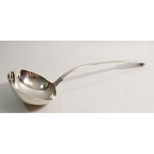 329 - A Georgian silver ladle, London 1831 by William Chawner II, 33cm long