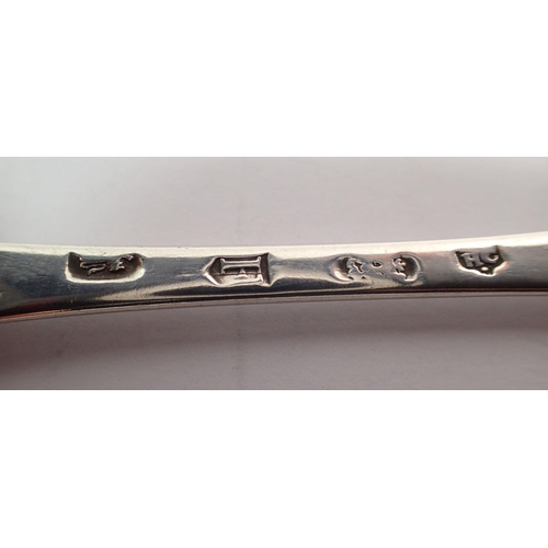 332 - A Georgian rat tailed silver spoon, London 1721, Henry Clarke I, 19cm long