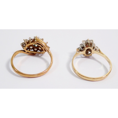 360 - Two 9 carat gold cluster dress rings, sizes O-P, 4.8g