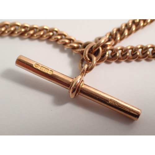 476 - A 9 carat rose gold fob chain and a gold plated stone set fob, chain length 38cm plus 4cm drop - tot... 