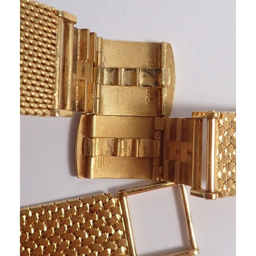 490 - An 18 carat gold knitted watch strap, 57g and a 9 carat gold one, 41g