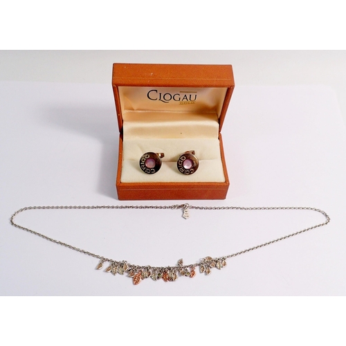 535 - A pair of Clogau silver cufflinks boxed and a Clogau silver leaf necklace