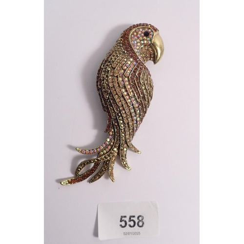 558 - A large costume parrot brooch, 12cm long