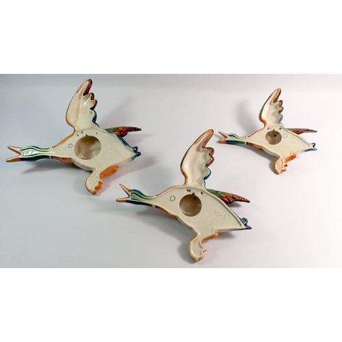 6 - Three vintage Beswick wall ducks, 596/1, 596/2 and 596/0, largest 29cm