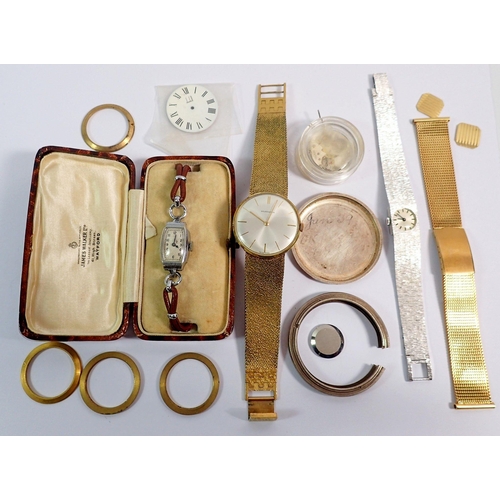 616 - Two ladies vintage wrist watches and various watch parts and spares