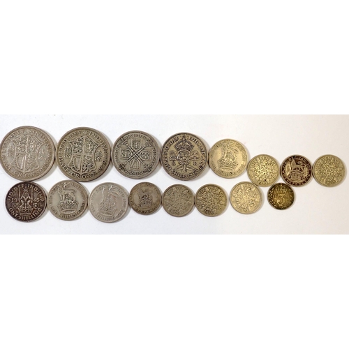 626 - A group of British coins and banknotes including 92g total weight of pre 1947 silver coins, various ... 