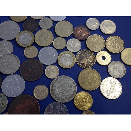 641 - A group of British and World coins and banknotes including silver content George V half crown 1920, ... 