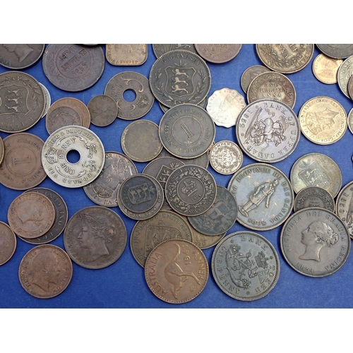 649 - A group of mainly Victorian colonial coins including Nova Scotia Canada, India, Hong Kong, Guernsey,... 