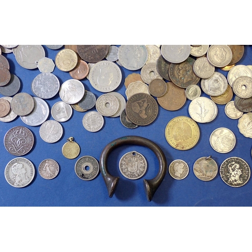 651 - A group of various 19th and 20th century world coins including some silver examples, countries inclu... 