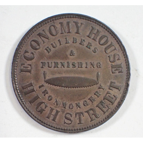 675 - A New Zealand Christchurch copper penny token for T W Gourlay & Co, EF