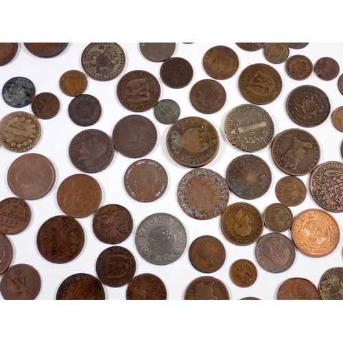 683 - A collection of 18th and 19th century world coins including Angola 1/2 macuta 1770, Haiti 6 1/4 cent... 