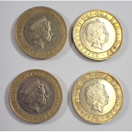 684 - Four 2002 Manchester Commonwealth games circulated £2 coins, England, Wales, Scotland and Northern I... 