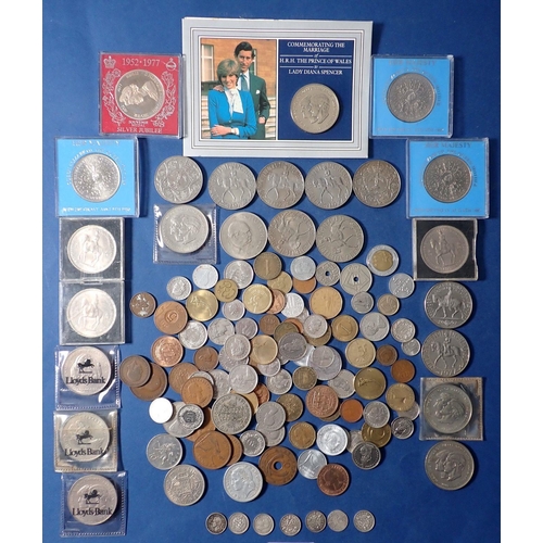 692 - A group of 20th century British and world coins including seven pre 1947 silver content threepence c... 