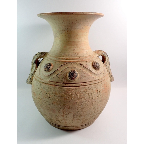 74 - A large terracotta two handled vase 41cm