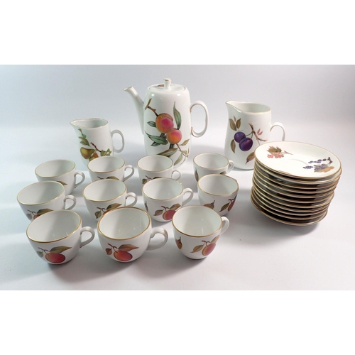 75 - A Royal Worcester Evesham coffee set comprising coffee pot, eleven cups and saucers and two jugs