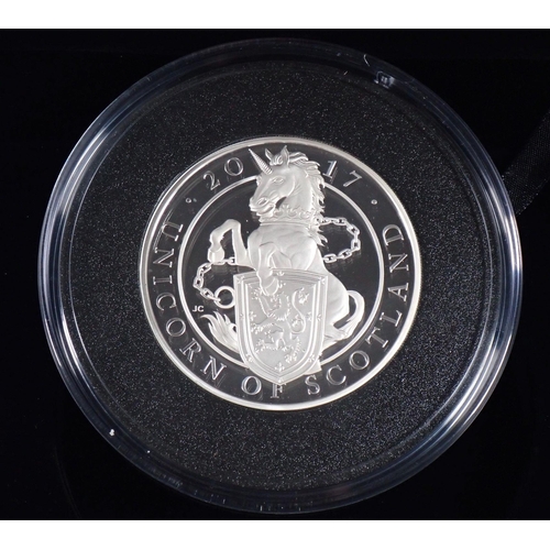 783 - A Royal Mint The Queens Beasts UK ten ounce silver proof coin, The Unicorn of Scotland 2017, cased w... 