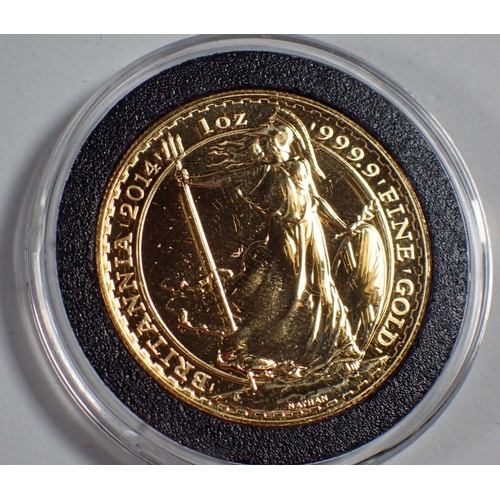 792 - A 2014 gold sovereign and 1oz Britannia pair, cased with COA limited edition presentation 1990