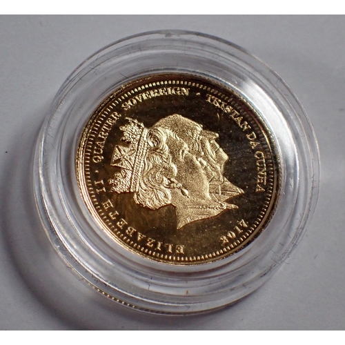 793 - An Elizabeth II gold sovereign 2018 (Harrington and Byrne) and a 2017 quarter sovereign Tristan Da C... 