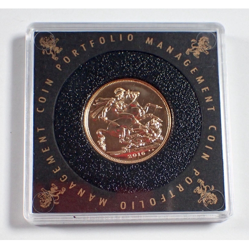 806 - An Elizabeth II gold sovereign 2016 (Portfolio Management) London Mint Cond: Unc