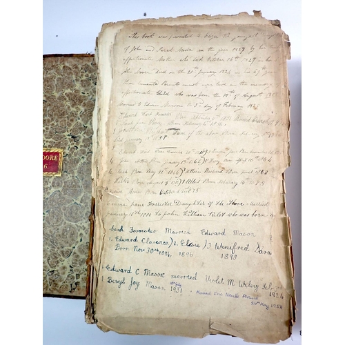 821 - An early 19th century bible published by Russell and Allen 1822 and an old ledger 1922 mostly empty