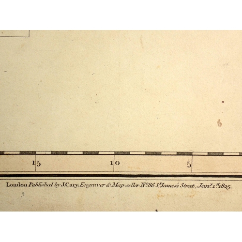 824 - A John Cary 'New Map of the County of Gloucester' printed, cut and mounted onto linen with original ... 