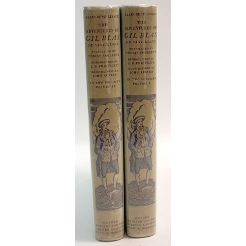 870 - The Adventures of Gil Blas by Lesage, illustrations by John Austen, two volumes signed by artist, li... 