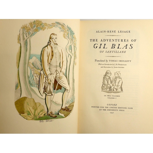 870 - The Adventures of Gil Blas by Lesage, illustrations by John Austen, two volumes signed by artist, li... 