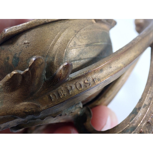 929 - An early 20th century novelty metal trinket box in the form of a mandolin on scrollwork stand