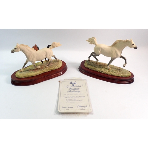 93 - Two Border Fine Arts groups Arab Mare & Foal with certificate, L136 Arab Stallion trotting L135