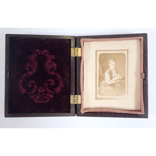 937 - A 19th century 'Bois Durci' pressed early composition photograph case, 7.5 x 6.5cm