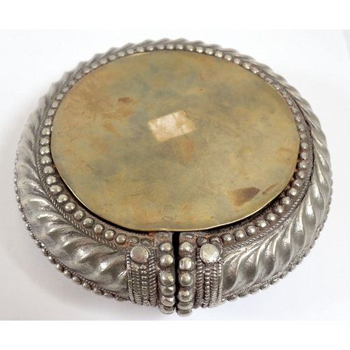 943 - A white metal slave bangle converted to an ashtray, 15cm diameter