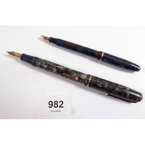 982 - Various collectables including two Conway Stewart fountain pens, compacts, Egypt/Africa box etc