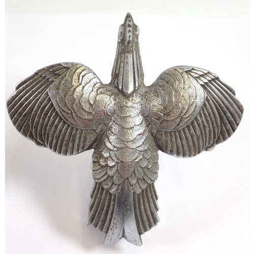 988 - An early 20th century metal Art Deco cockerel car mascot with registration mark, 11cm long