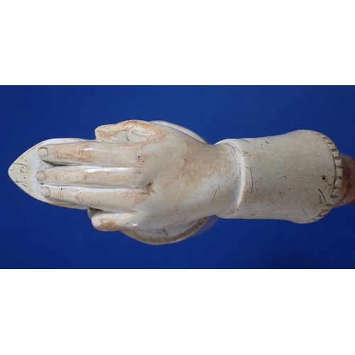 998 - A 19th century meerschaum pipe carved in the form of a hand holding a boot, in fitted case, 15cm