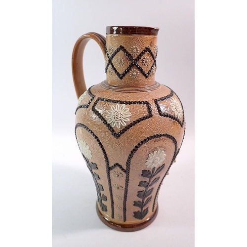 110 - A large Doulton Lambeth stoneware jug applied flowers, 27cm tall