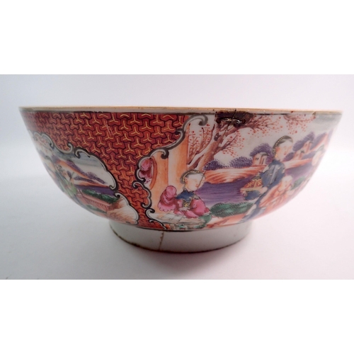 122 - An 18th century Chinese Canton bowl - a/f, 26cm diameter