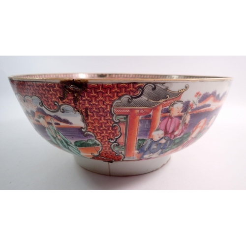 122 - An 18th century Chinese Canton bowl - a/f, 26cm diameter