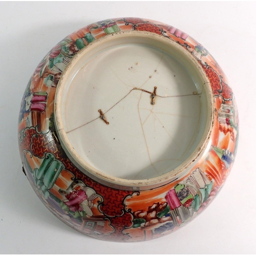 122 - An 18th century Chinese Canton bowl - a/f, 26cm diameter