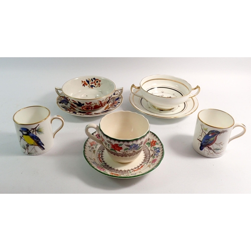 133 - A group of soup dishes and cups including Booths, Spode, Hammersley etc.