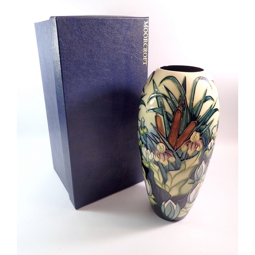 136 - A Moorcroft large Lamia pattern vase by Rachel Bishop, 1995 with original receipt, 37cm tall - boxed