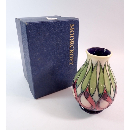 145 - A Moorcroft vase April Tulip by Emma Bossons, 13.5cm - boxed 2002