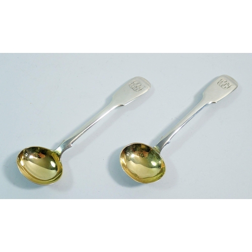 230 - A pair of Victorian Exeter silver and silver gilt salt spoons, 1839, William Rawlings Sobey