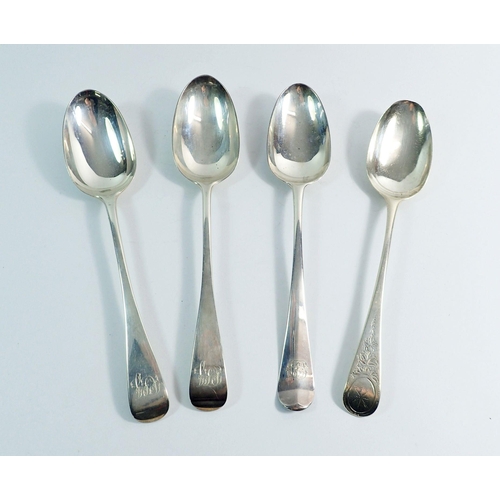 245 - A pair of Victorian silver tablespoons, London 1862 by Chawner & Co, 150g and two Georgian ones, Lon... 