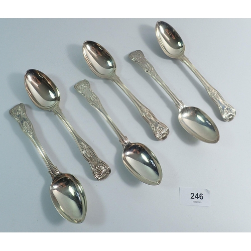 246 - A set of six Kings Pattern dessert spoons by Chawner & Co. London 1842, 304g