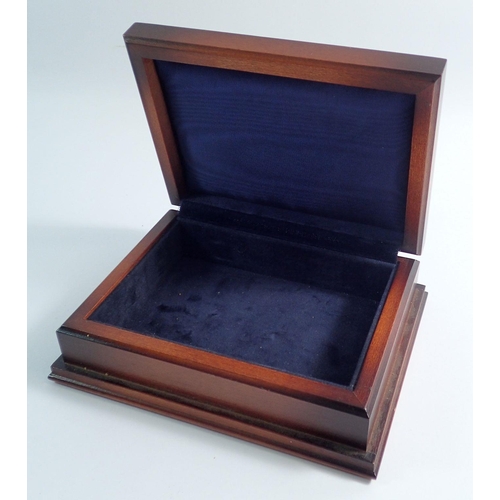 267 - A silver topped mahogany jewellery box, 13.5 x 17 x 5cm by Carrs of Sheffield Ltd, 1995